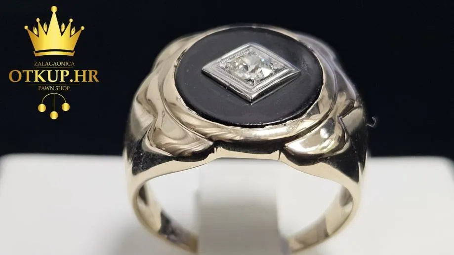 ZLATNI PRSTEN S DIJAMANTOM 0.14ct 14K / R1, RATE ! - Zagreb
