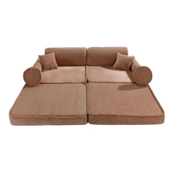 velika modularna sofa za djecu - premium korduroj, svijetlo ružičasta - slika 2