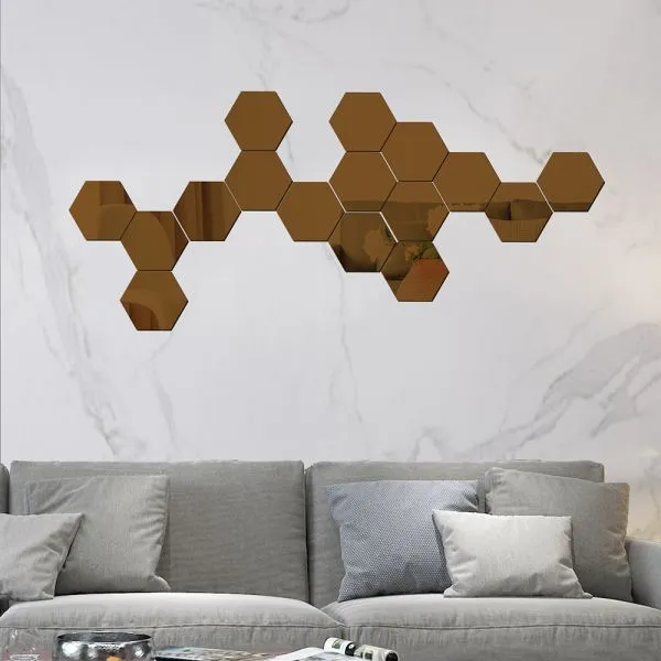 3d hexagon zrcalne naljepnice - ogledala 12 komada - slika 11
