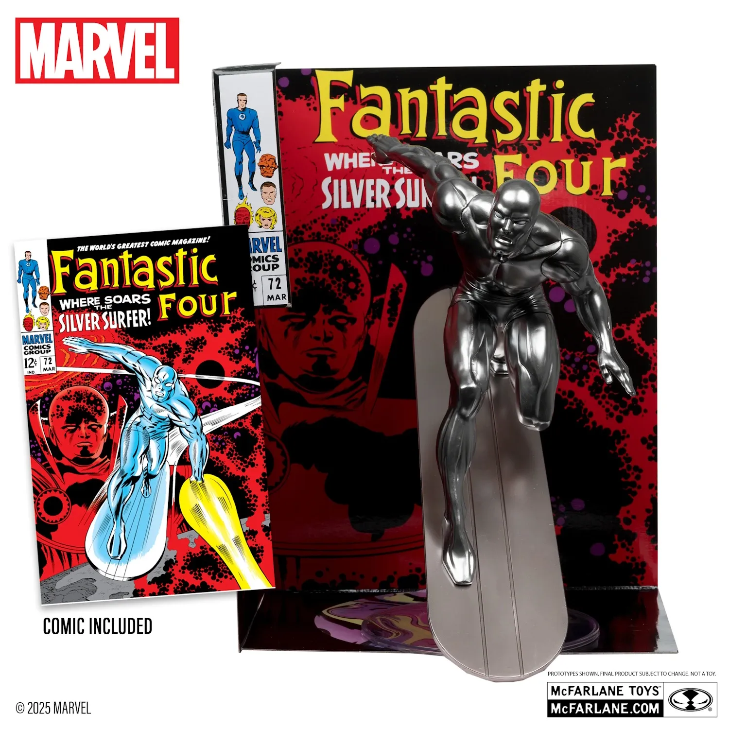 mcfarlane marvel – silver surfer figura25cm + strip fantastic four #72 - slika 2