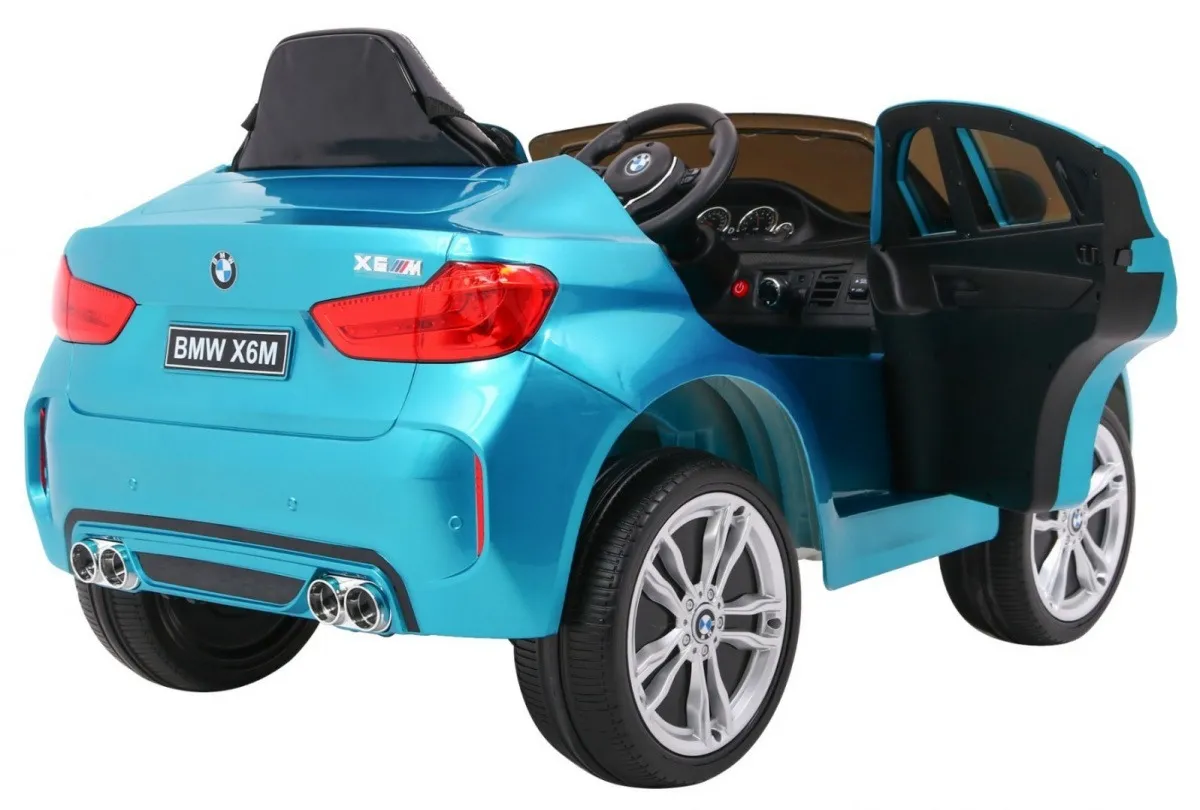 licencirani auto na akumulator bmw x6m - plavi/lakirani - slika 7