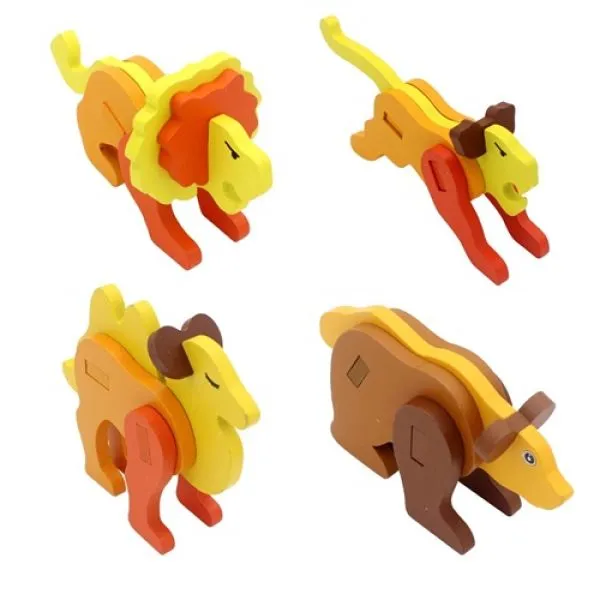 (4kom mix) drvene 3d puzzle divlje životinje - slika 5