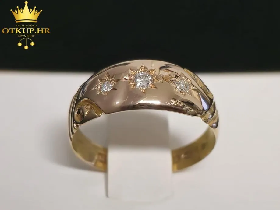 ZLATNI PRSTEN (15K) S DIJAMANTIMA 0,08ct / R1, RATE ! - Zagreb