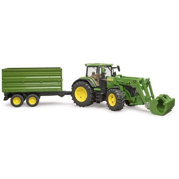 bruder john deere 7r 350 s prednjim utovarivačem i tandem kiper prikol - slika 3