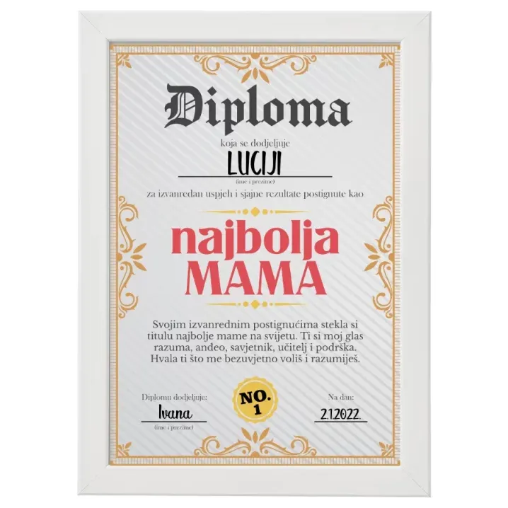 Diploma najboljoj mami - Osijek