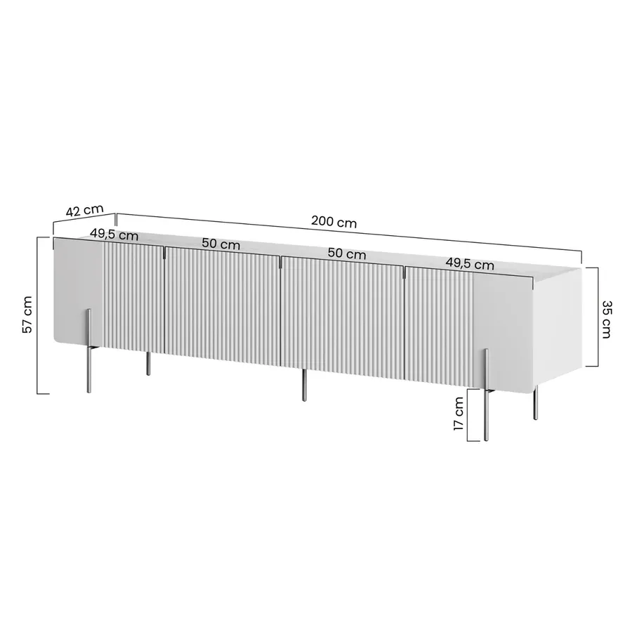 tv komoda malmi 200cm, 2 vrata i 2 ladice, materijal: mdf - slika 7