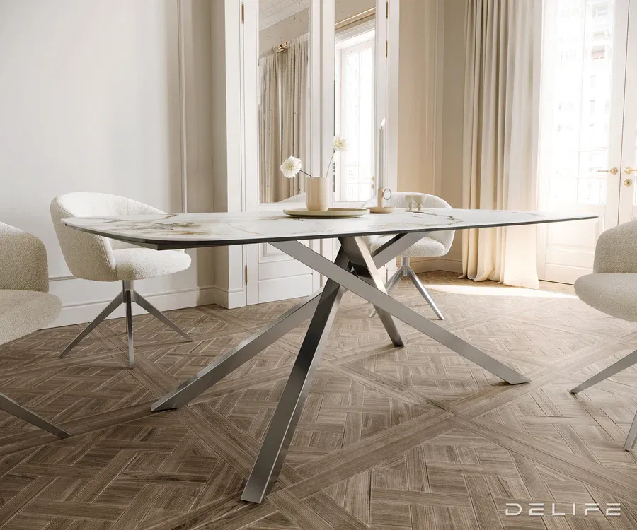 blagovaonski stol edge 200x100cm, materijal: keramika calacatta luxe - slika 2
