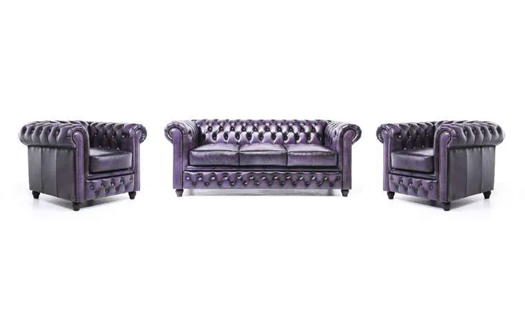 chesterfield set garnitura original leather | 1 + 1 + 3 sjedišta - slika 1