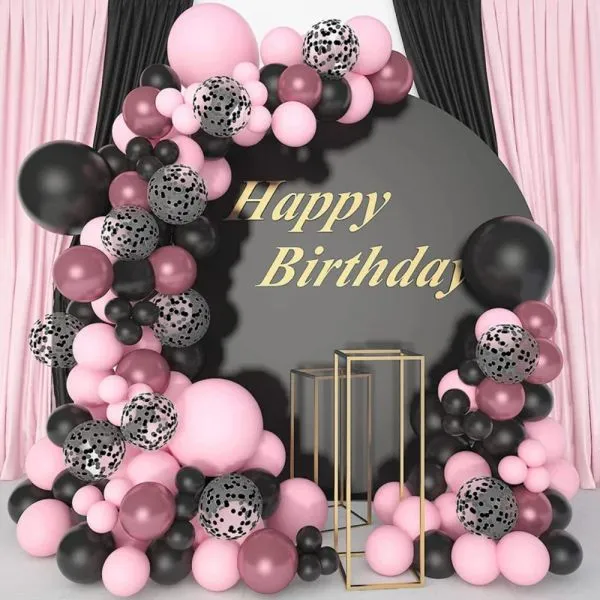 luk od balona - black pink party set (130 balona u setu) - slika 6