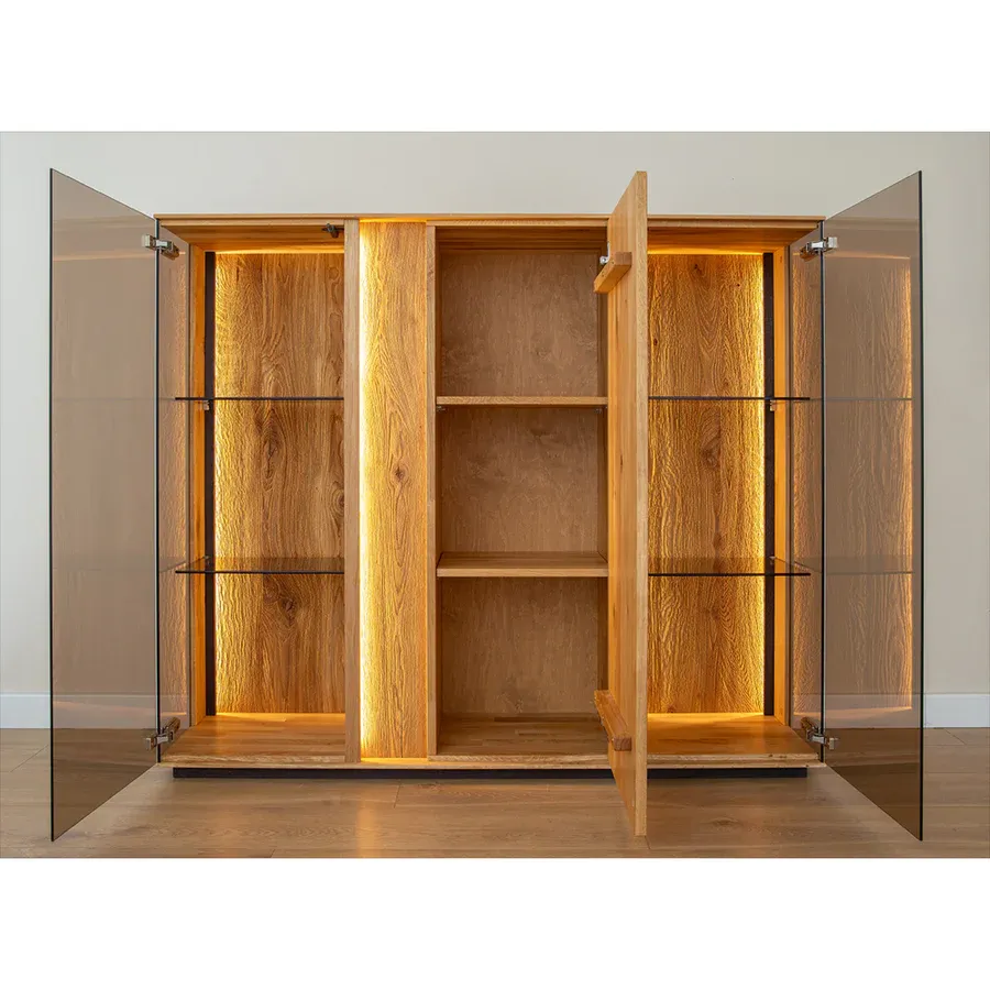 staklena vitrina collodi 135x115cm, materijal: masivno drvo hrast - slika 11