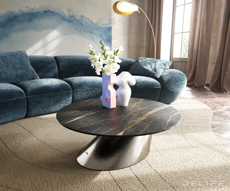 Klub stolić Edge 90x90cm, Materijal: Keramika Laminam Noir Desir - Čakovec