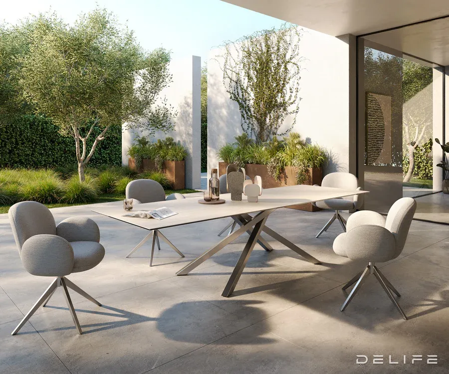 outdoor stol edge 300x100cm, materijal: keramika travertino bianco - slika 6