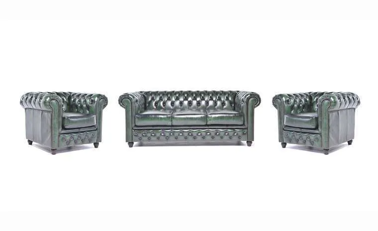 chesterfield set garnitura original leather | 1 + 1 + 3 sjedišta - slika 1