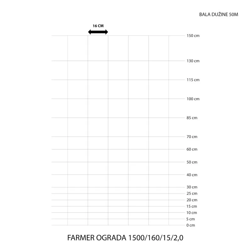 farmer pletivo extra 1500/160/16/2,0 50m - slika 2