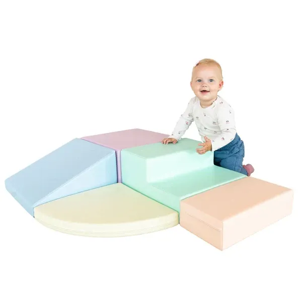 set pjenastih blokova soft play 5 - svijetlo pastelna kutna penjalica - slika 9