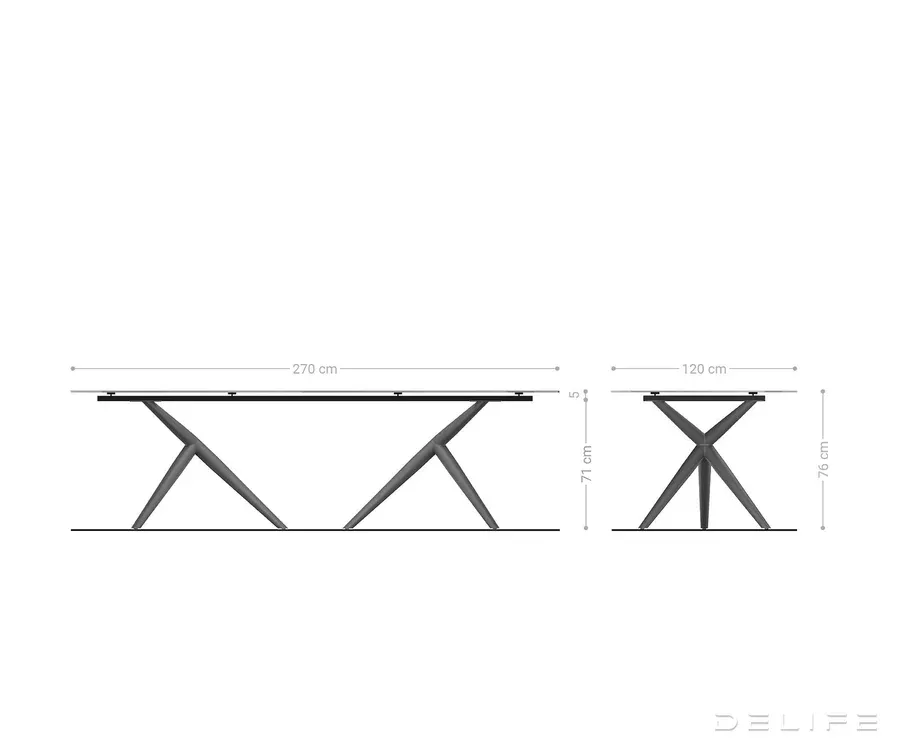 blagovaonski stol edge 270x120cm, materijal: keramika na staklu - slika 8