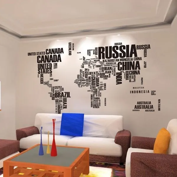 zidna naljepnica mapa svijeta u slovima cca 2 metra - slika 4