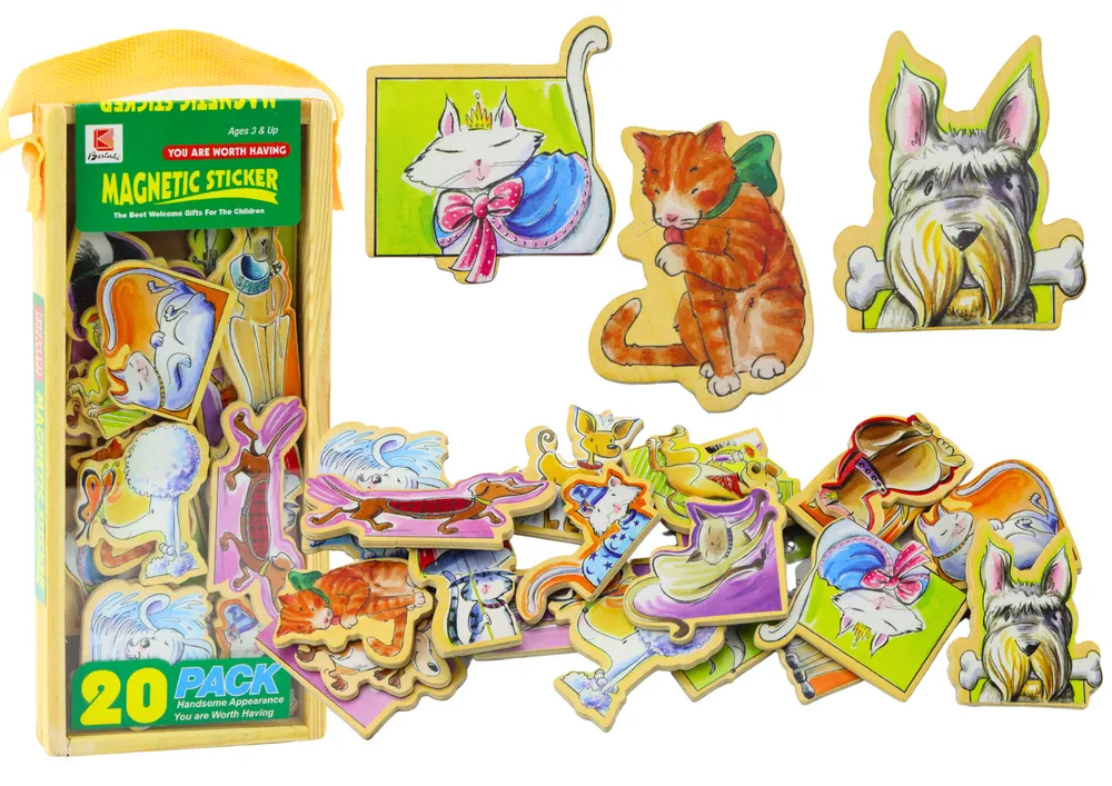 Set of Wooden Magnets with Colorful Animals, 20 pieces - Mursko Središće