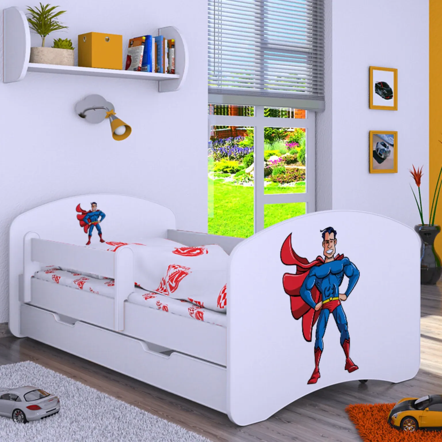 Drveni dječji krevet Happy superman s ladicom – 140×70 - Nedeljanec, Vidovec