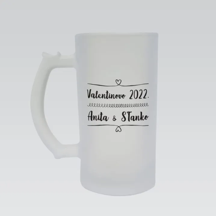 Personalizirana staklena pivska krigla – Valentinovo 2022 - Osijek