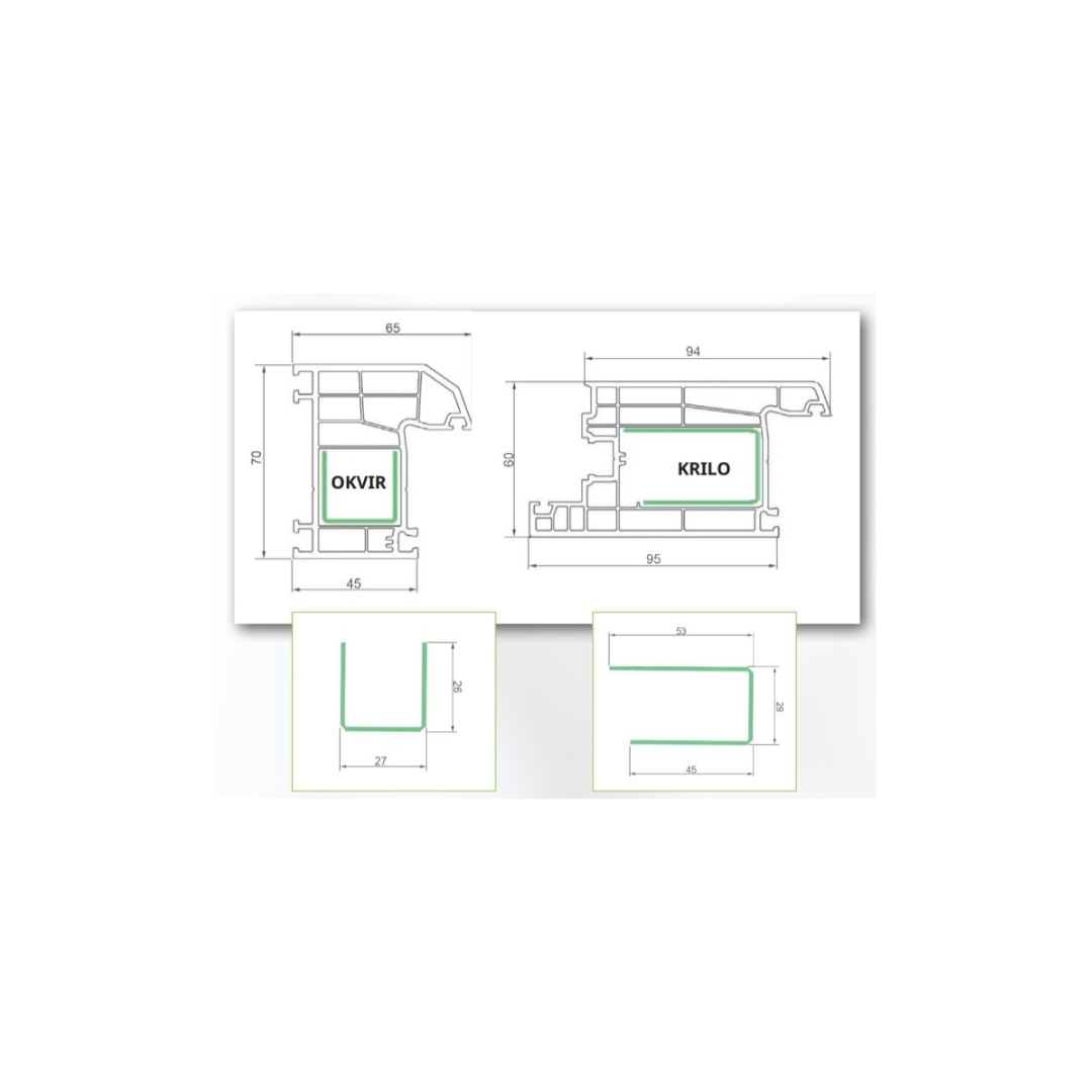 pvc vrata ulazna - dvokrilna 140 x 200 - slika 2