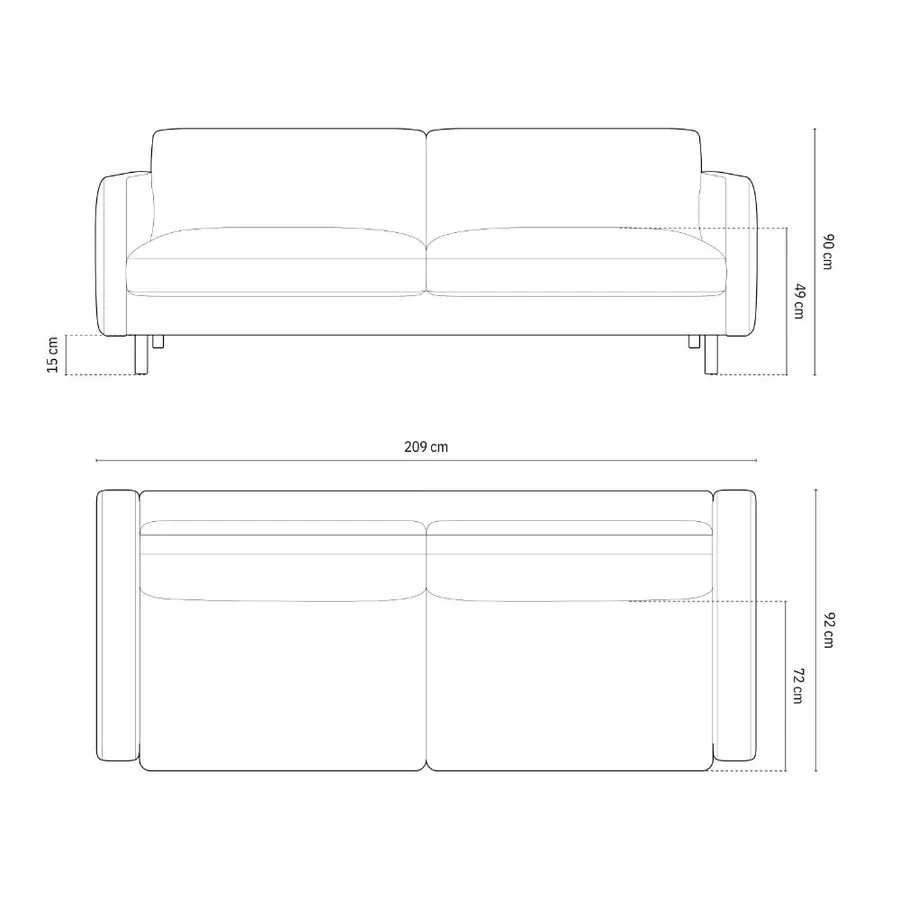 sofa eden 209x92cm, materijal: baršun - slika 5