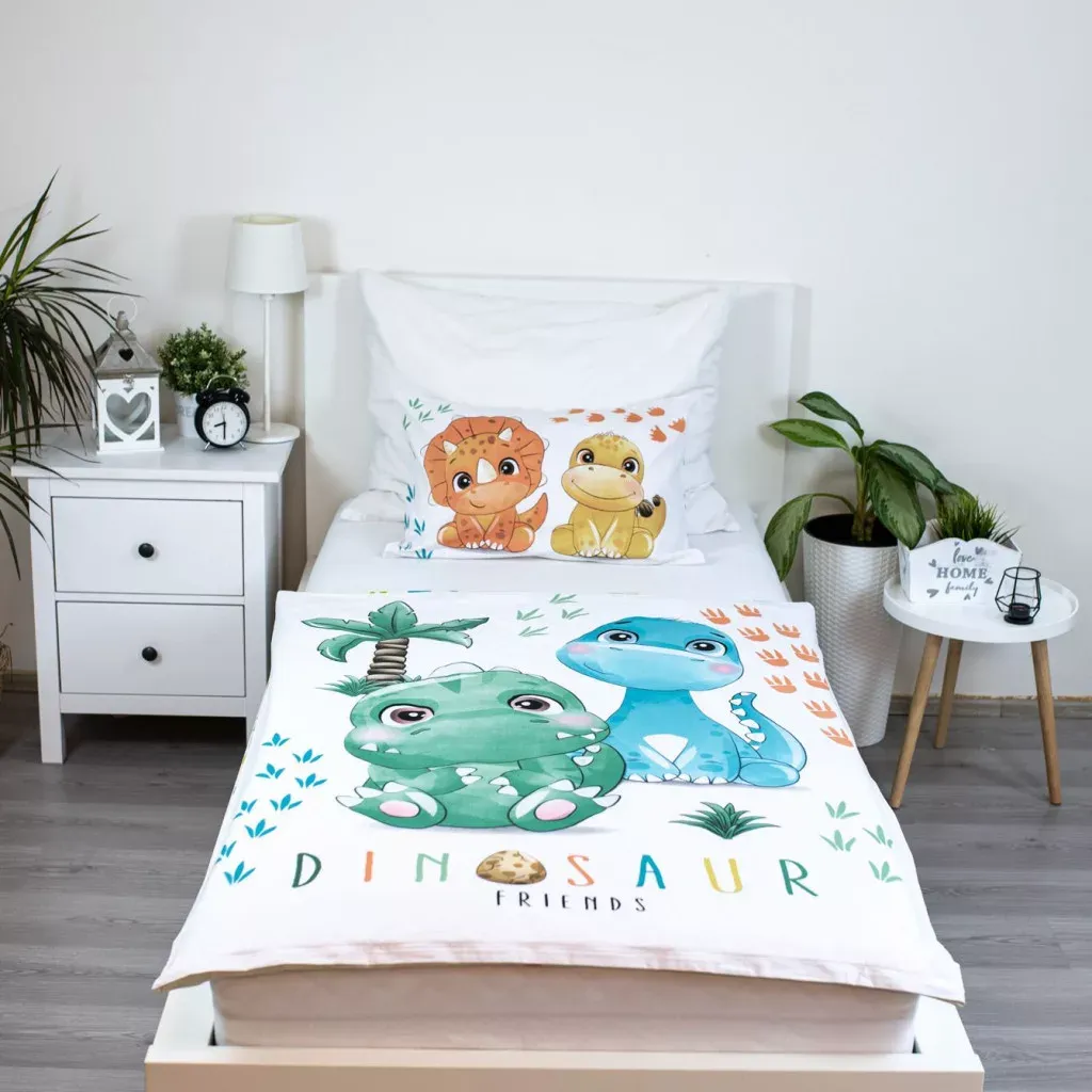 dinosaur ‘friends’ posteljina za bebe, 100×135 cm - slika 2