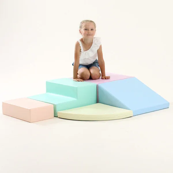 set pjenastih blokova soft play 5-svijetlo pastelna kutna penjalica xl - slika 9