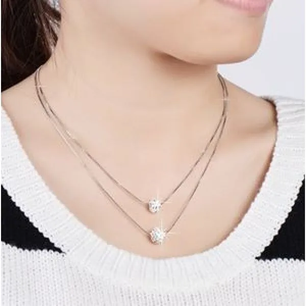 kristalna ogrlica double bead deluxe - slika 2