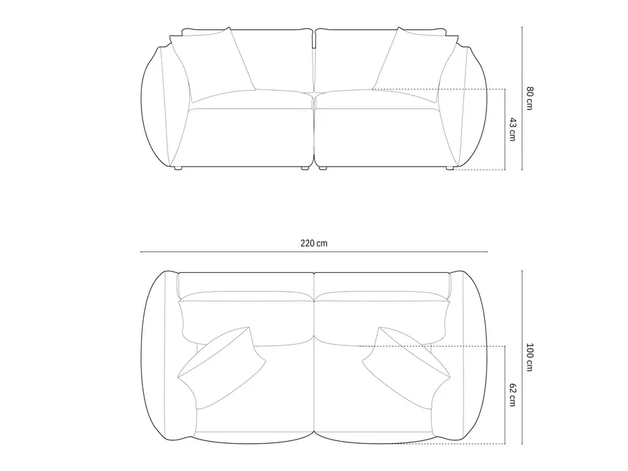 sofa chris 220x100cm, materijal: strukturirana tkanina - slika 4
