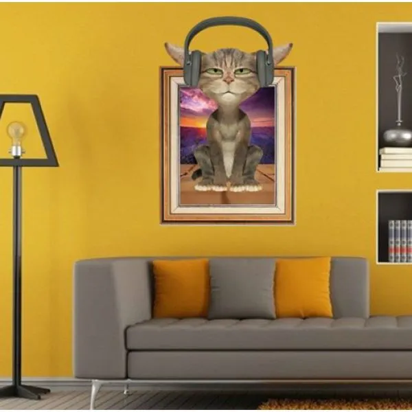 3d wall sticker slatka mačka dimenzije 90x60 cm - slika 3