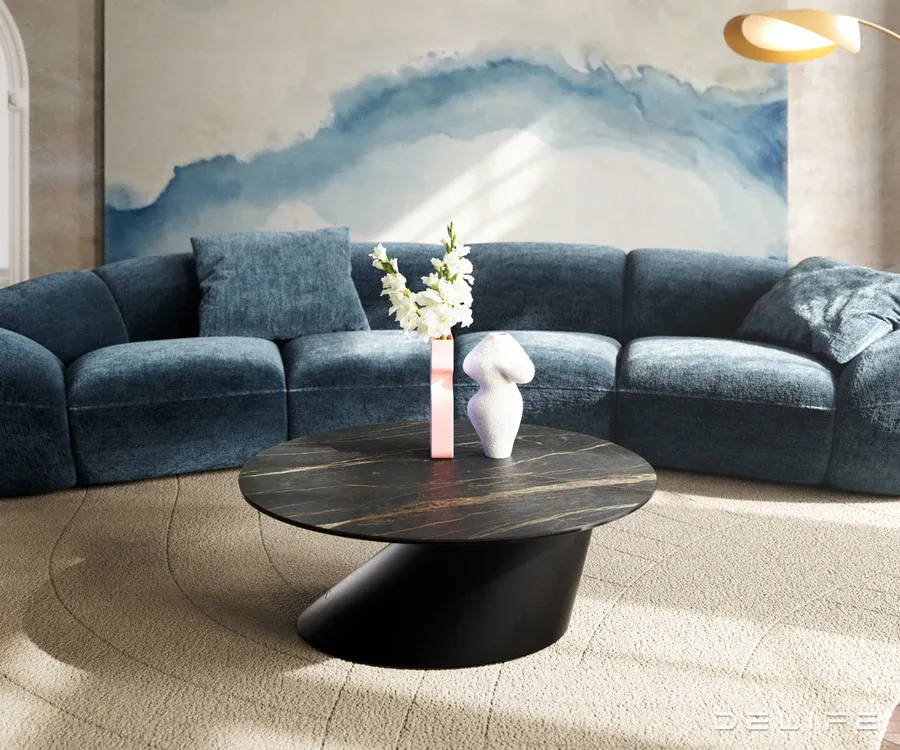 klub stolić edge 90x90cm, materijal: keramika laminam noir desir - slika 2