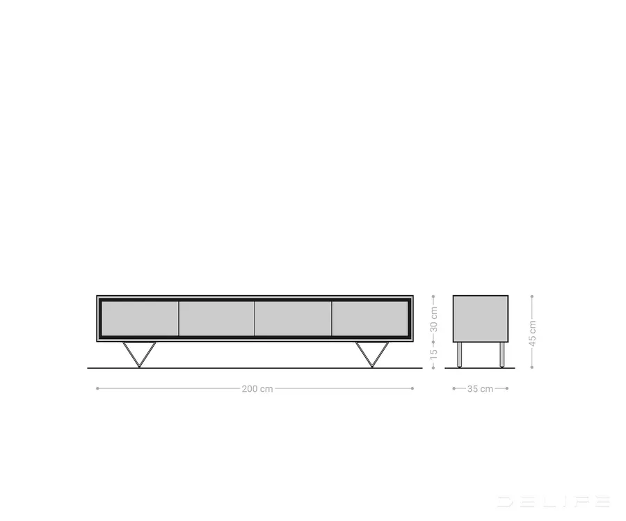 komoda stonegrace 4 vrata, 200cm, materijal: bagrem - slika 7