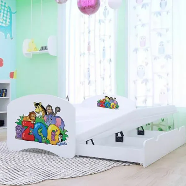 Drveni dječji krevet Happy Zoo s dodatnim ležajem – 180×90 - Vidovec