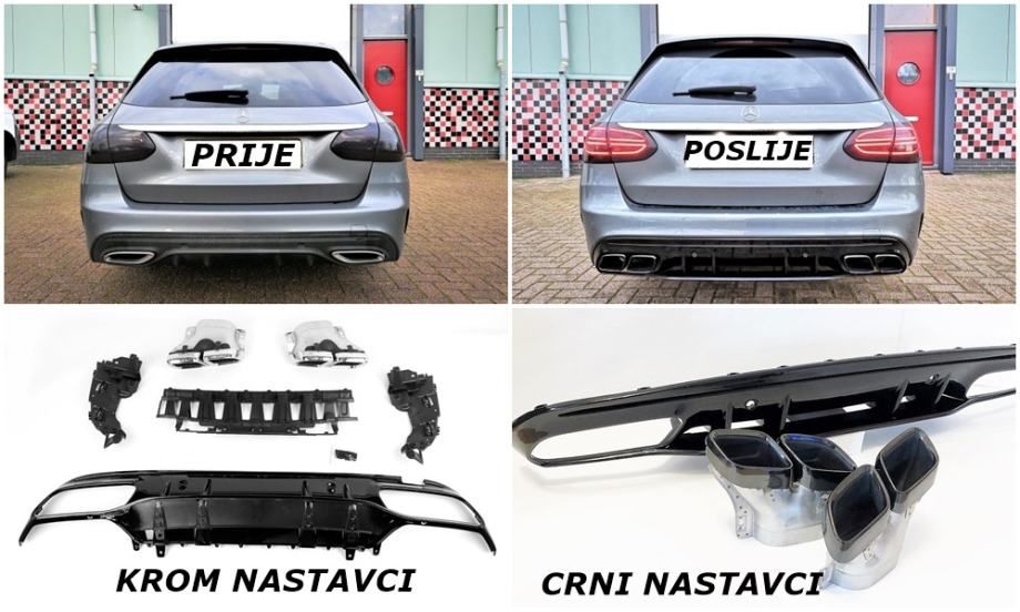 difuzor+nastavci auspuha c43-c63 za mb c w205 - amg-top izgled - slika 2