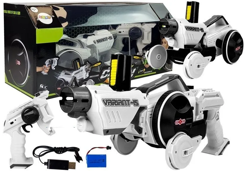 Gun Launcher Car 2 in 1 Remotely Operated Foam Discs White - Mursko Središće