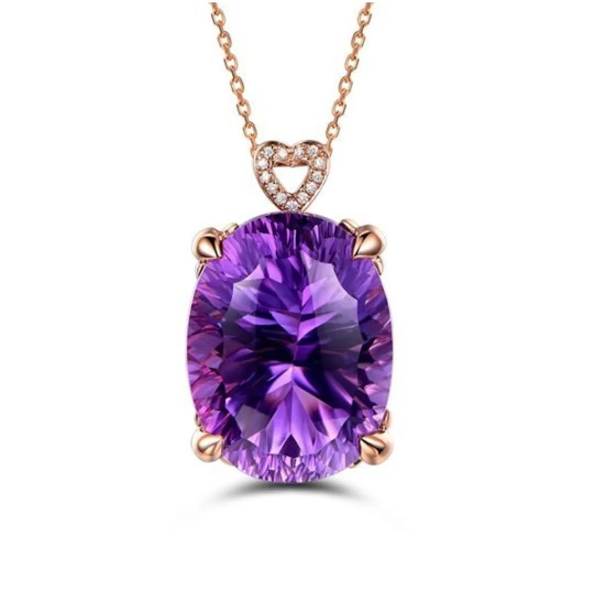 ženski medaljon, purple stone, 18k pozlata - slika 5