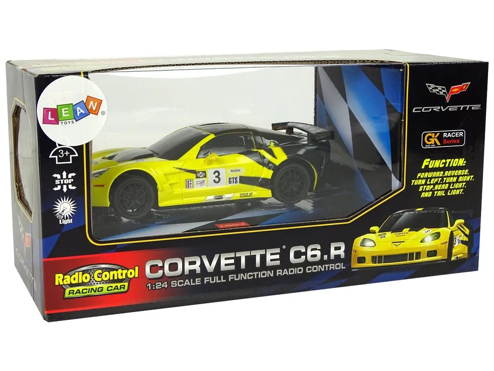 auto na daljinsko upravljanje 1:24 corvette c6.r - žuti - slika 6