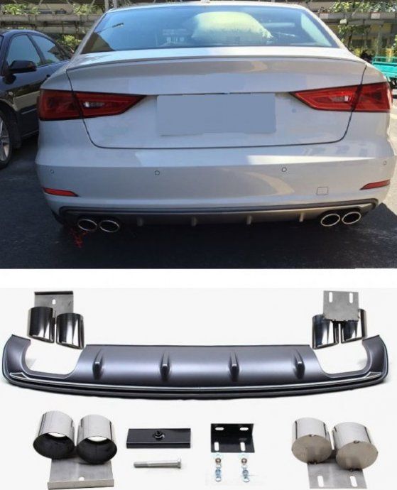 Zadnji Difuzor+nastavci Auspuha Za Audi A3 12-16 G- S3/rs3 Dizajn - Županja