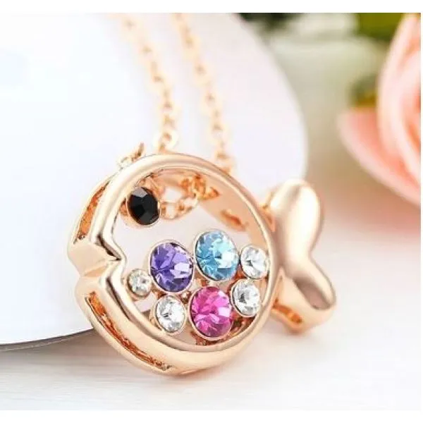 kristalna ogrlica small fish austrian rhinestone - slika 5