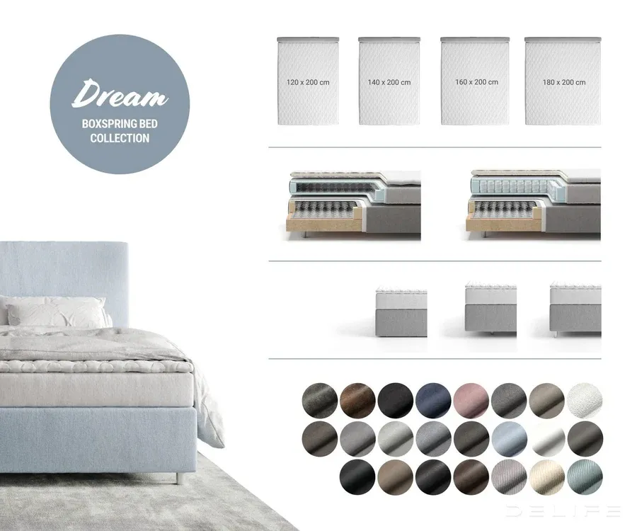 box spring krevet dream-well, materijal: mikrofibra - slika 5