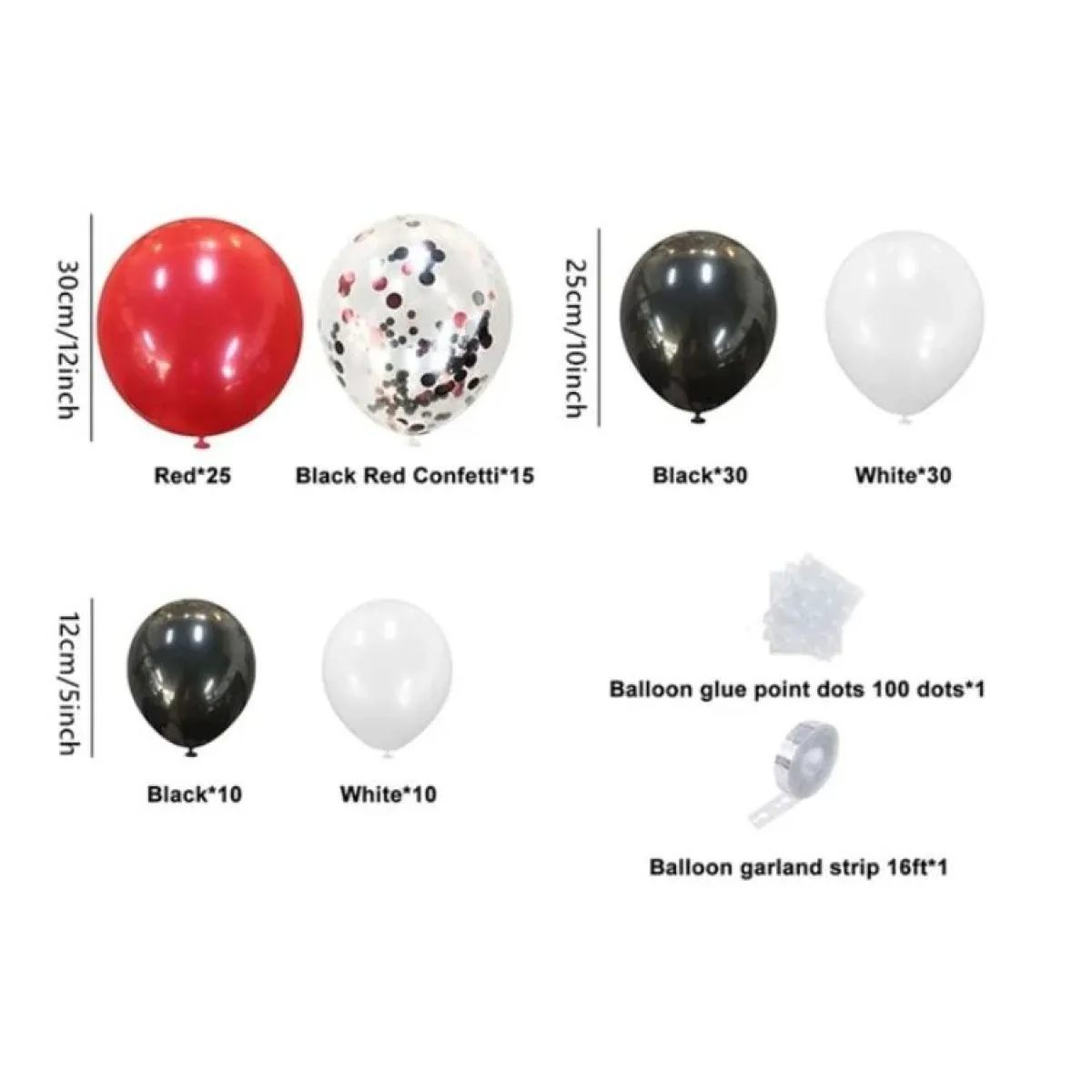 luk od balon - red and black (120 balona u setu) - slika 12