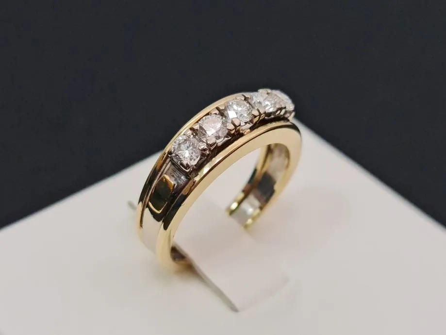 zlatni prsten sa 5 dijamanata 5.56g (18k) 0,75ct. /r1, rate - slika 2