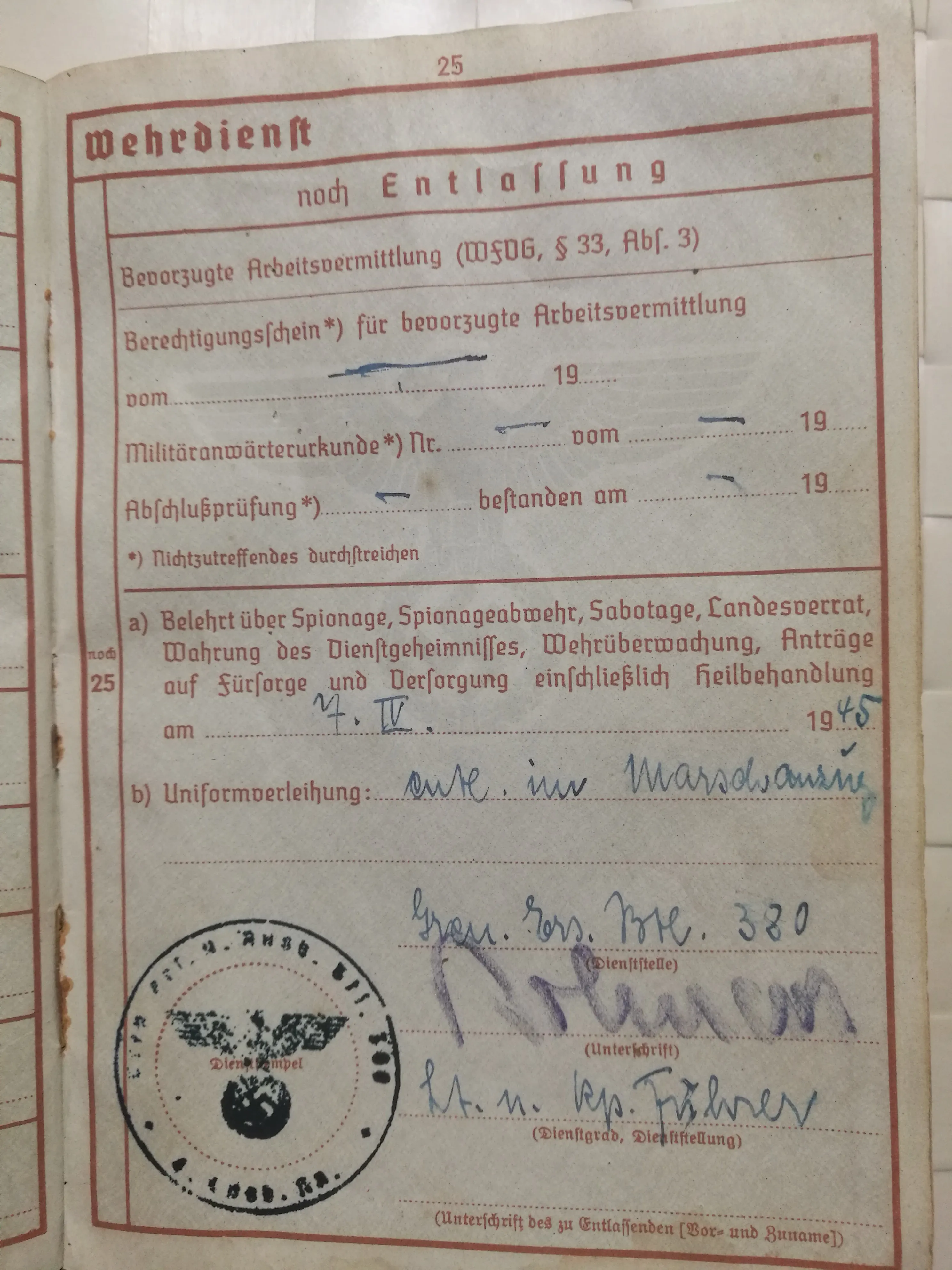 wehrmacht vojna knjižica 1942-1945 ww2 - slika 9