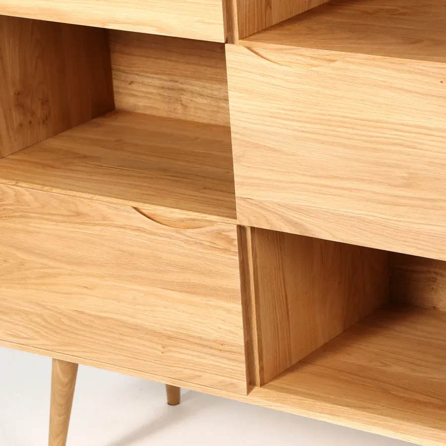 komoda primo alta 107.4x81.1cm, materijal: puno drvo hrast - slika 3