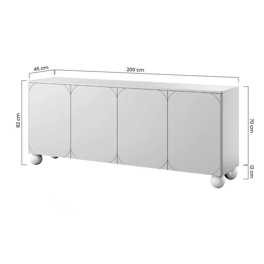 komoda sonatia 200cm, 4 vrata, materijal: mdf - slika 6