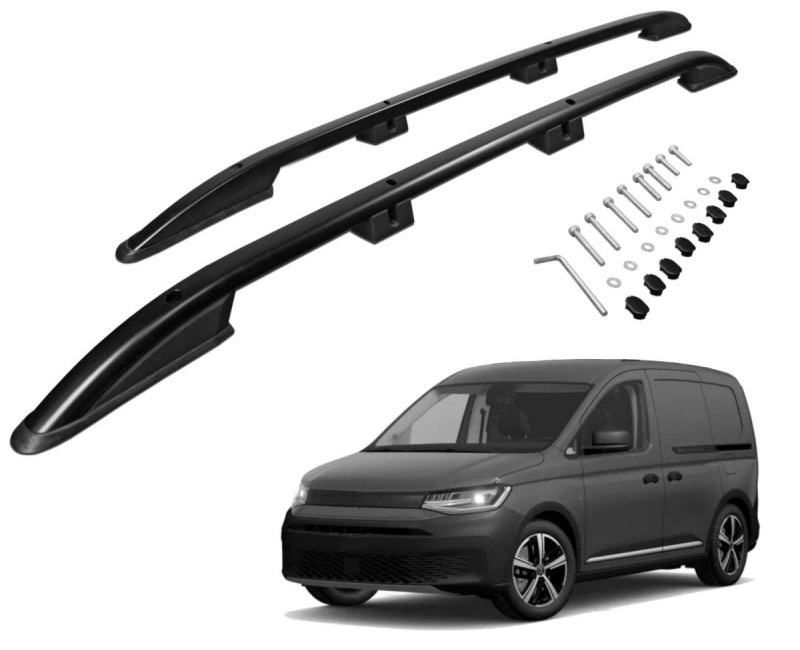 uzdužni krovni nosači za vw caddy v maxi - srebrni-crni - slika 4