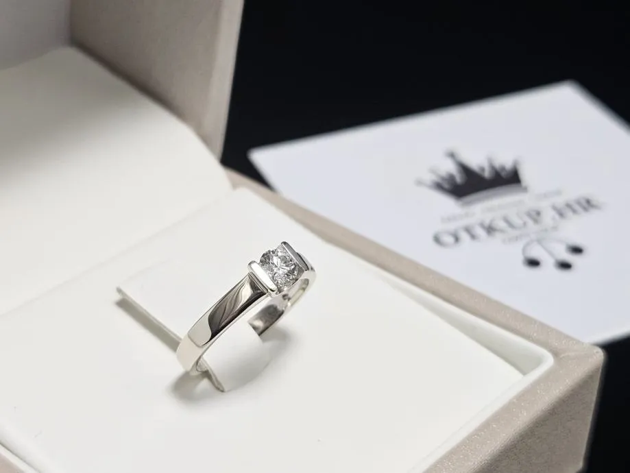 zlatni prsten s dijamantom 0.32ct 18k / r1, rate ! - slika 4