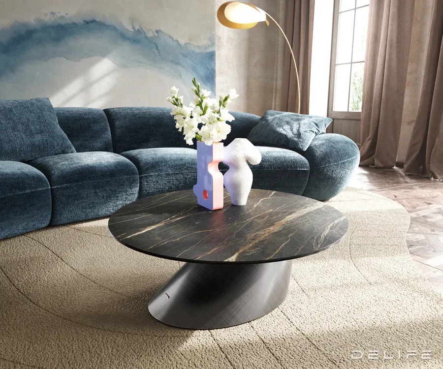 Klub stolić Edge 90x90cm, Materijal: Keramika Laminam Noir Desir - Čakovec