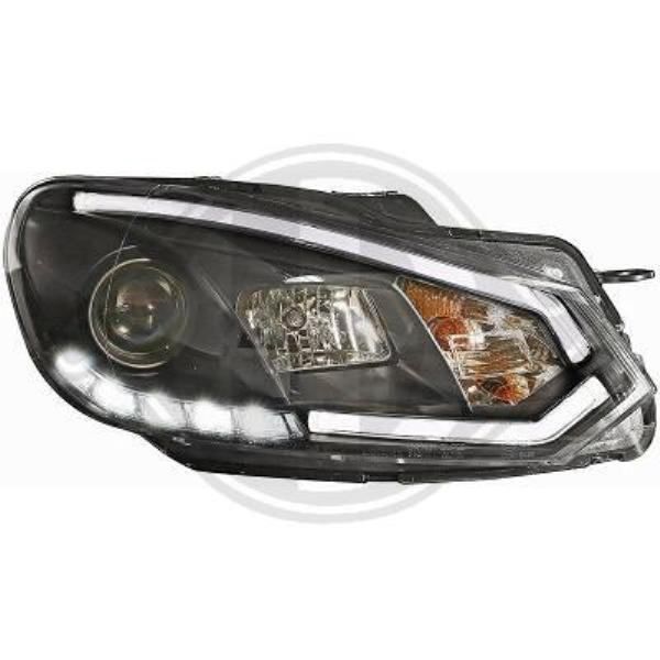 tube dizajn farovi za vw golf 6 - crni-krom -s led dnevnim svjetlom - slika 4